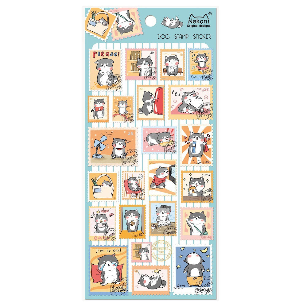 NEKONI Animal Stamps Stickers, 18-pcs