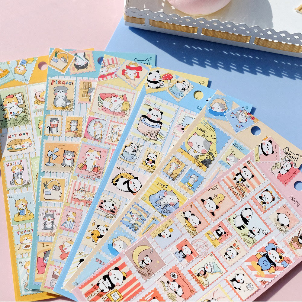 NEKONI Animal Stamps Stickers, 18-pcs