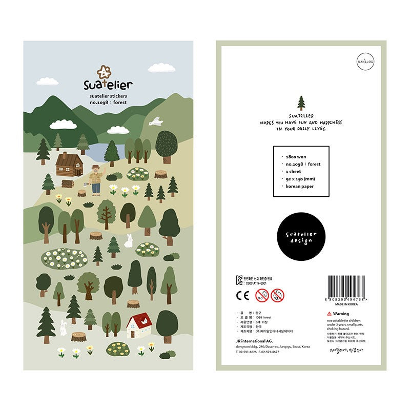 Suatelier Forest Paper Sticker, 18-pcs