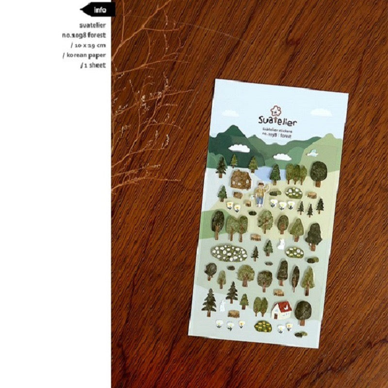 Suatelier Forest Paper Sticker, 18-pcs