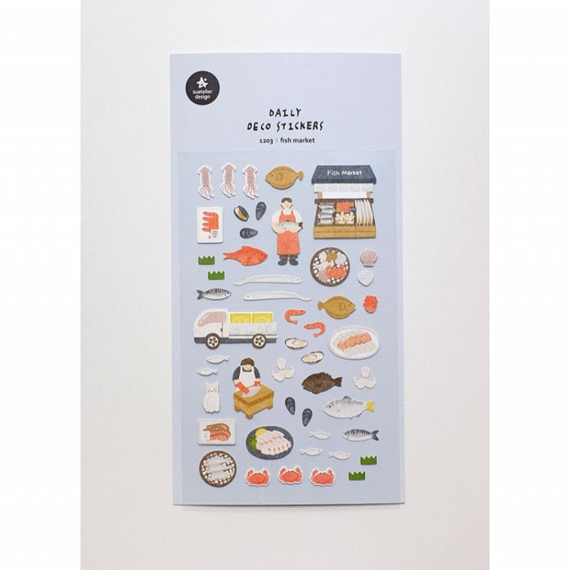 Suatelier Fish Market Paper Sticker, 18-pcs