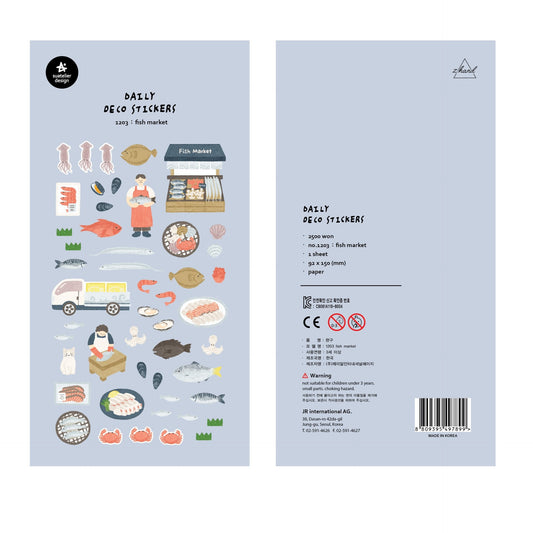 Suatelier Fish Market Paper Sticker, 20-pcs