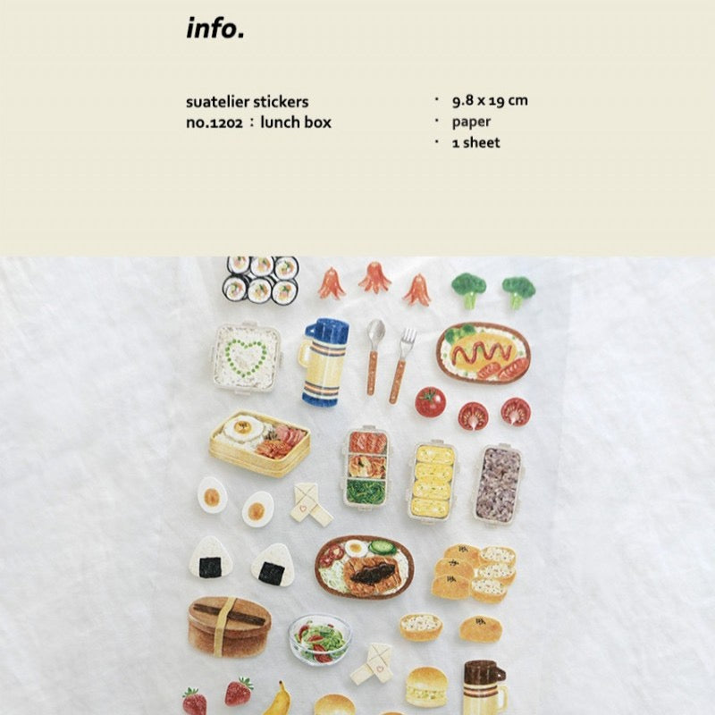 Suatelier Lunch Box Paper Stickers, 18-pcs