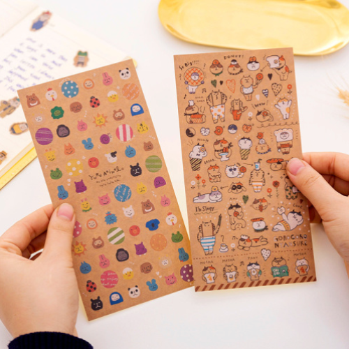 Cute Kraft Paper Sticker Sheet, 20-pcs/set