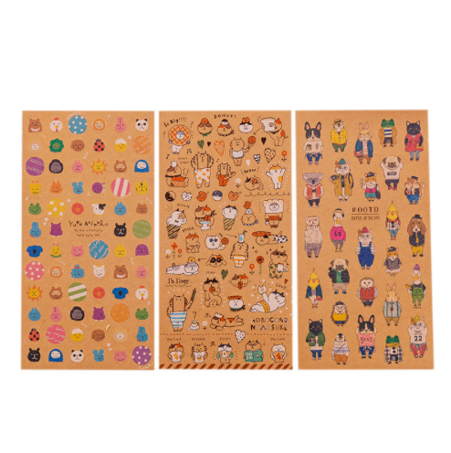 Cute Kraft Paper Sticker Sheet, 20-pcs/set