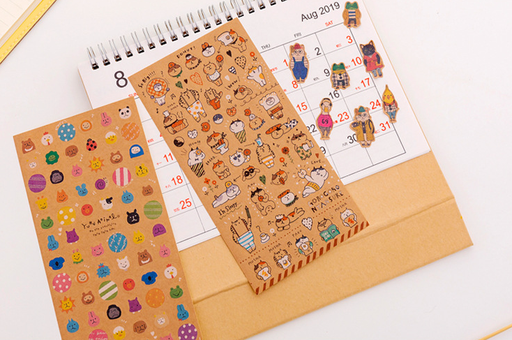 Cute Kraft Paper Sticker Sheet, 20-pcs/set