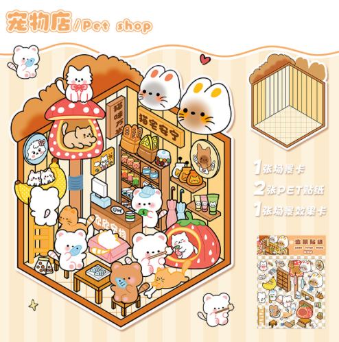 DIY Mini Scene Sticker Collection, 10-pcs/set