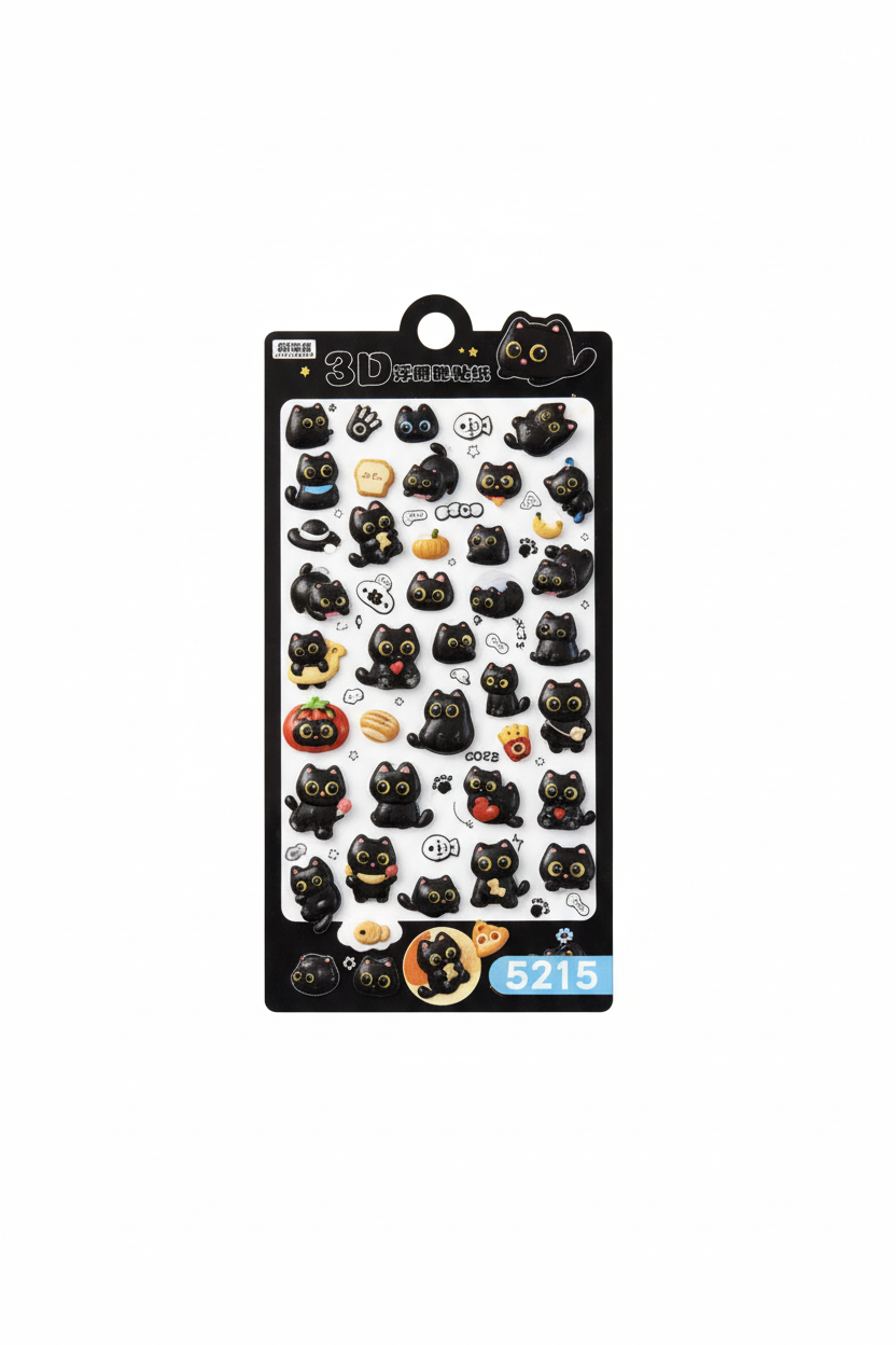 Black Cat Stickers - White Background