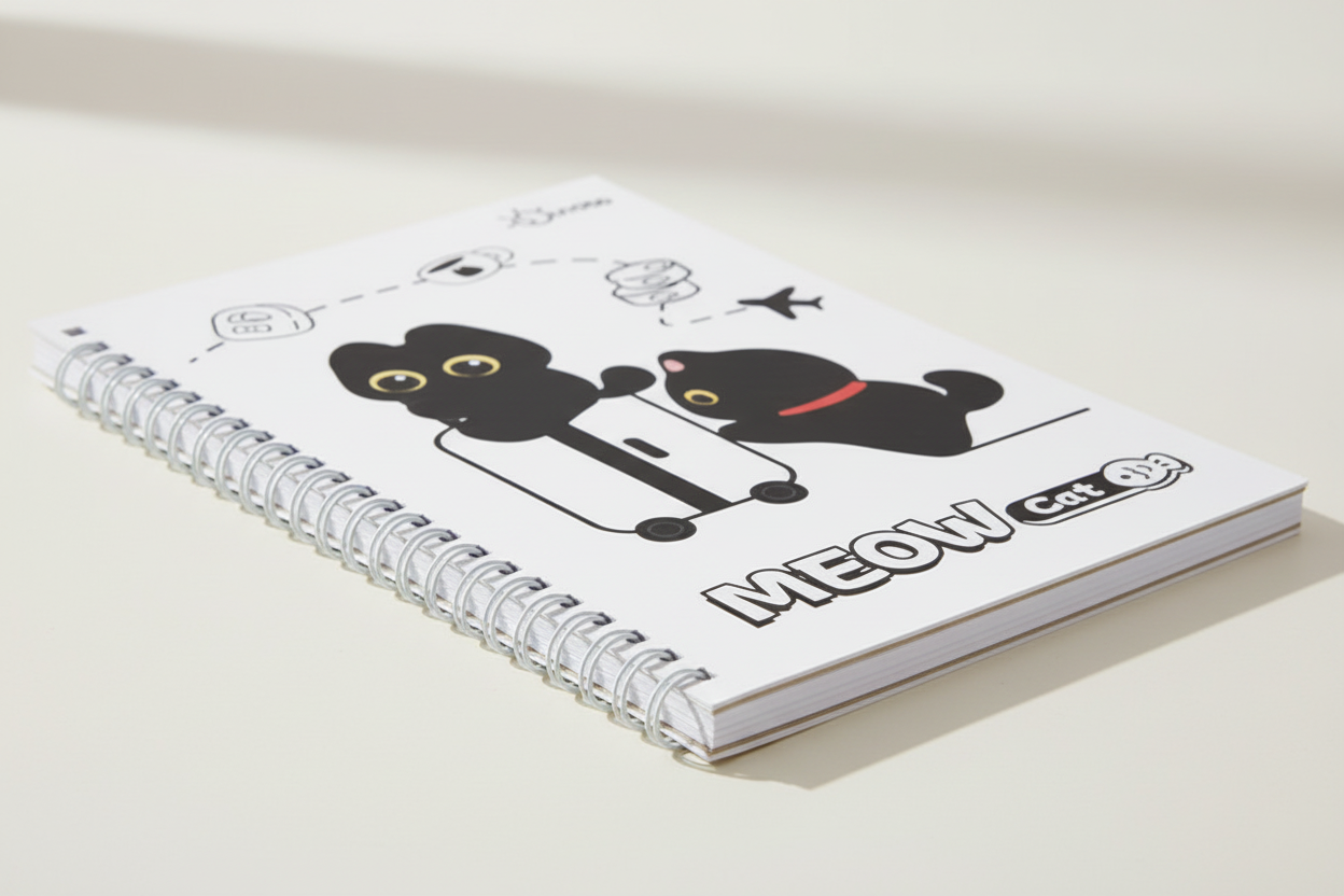 Notebook side view showing thickness