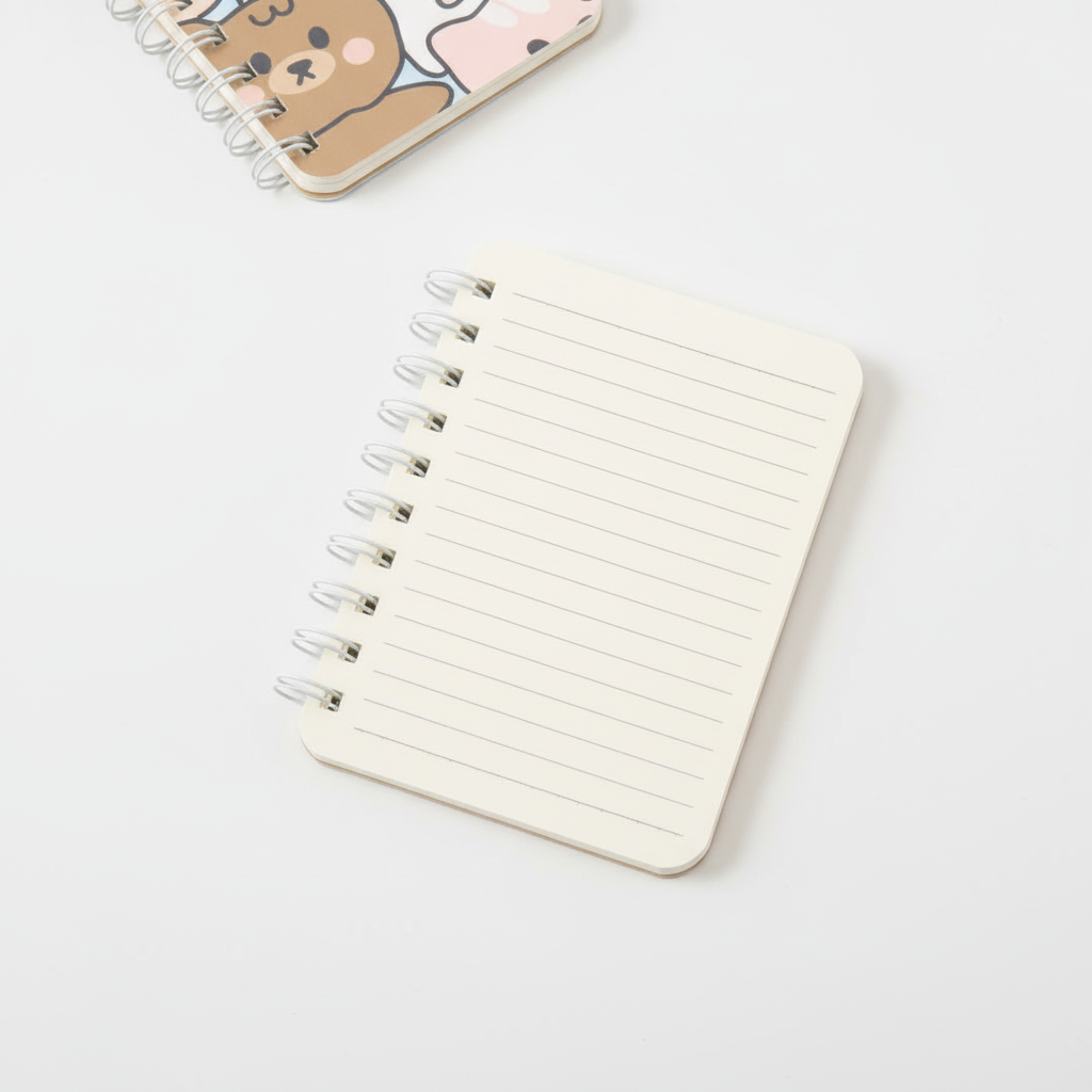 Open notebook with blank lined pages