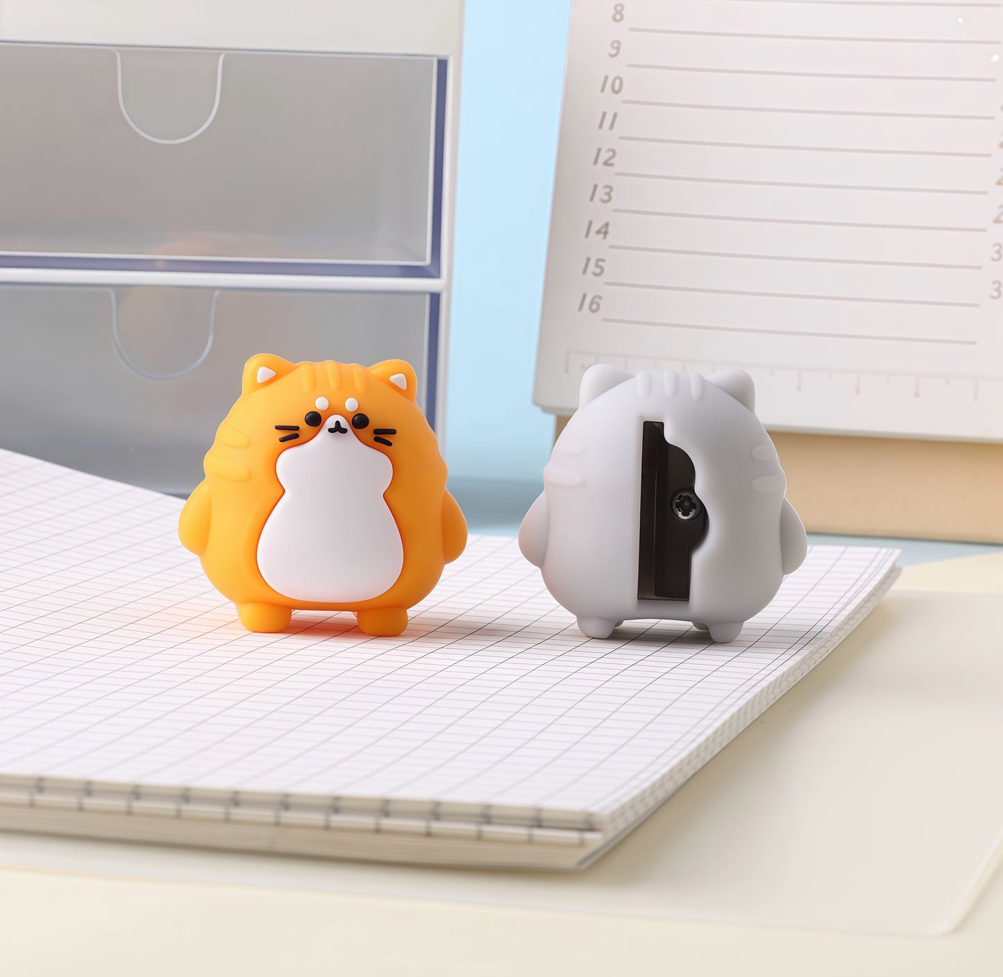 Chubby Cat Pencil Sharpener, 24-pcs
