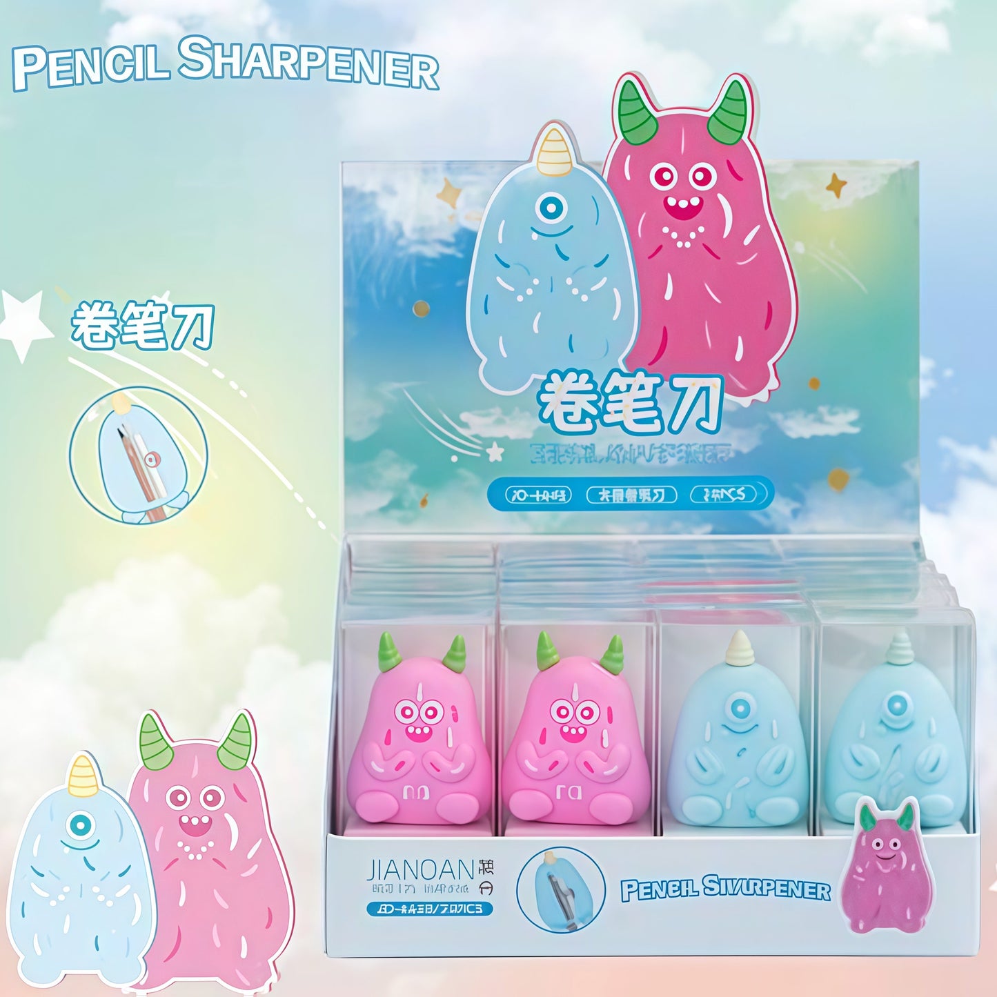 Characters Mini Pencil Sharpener, 24-pcs