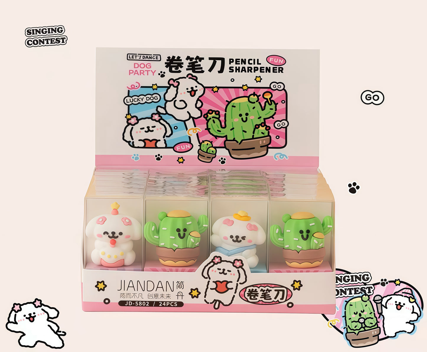 Characters Mini Pencil Sharpener, 24-pcs
