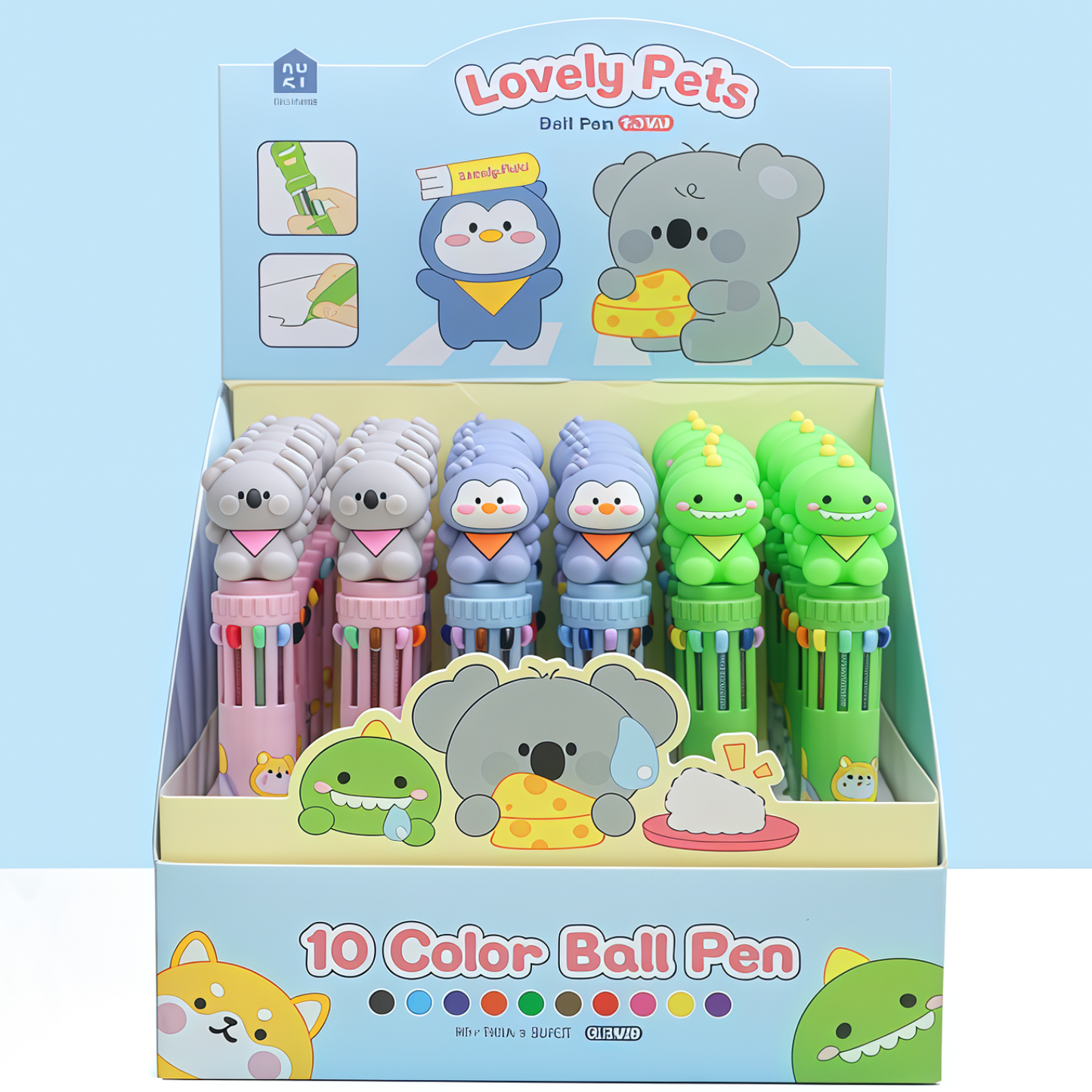 Lovely Pets Ten Color Ballpoint Pen, 36-pcs