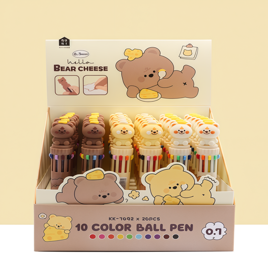 Cheese Bear Ten Color Ballpoint Pen, 36-pcs