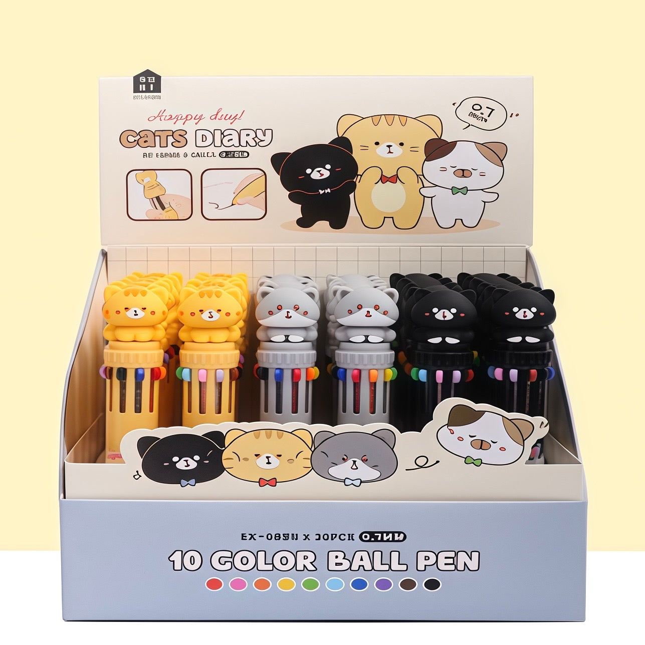Daily Kitty Ten Color Ballpoint Pen, 36-pcs