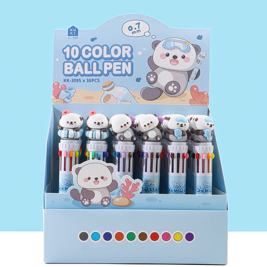 Sea Otter Ten Color Ballpoint Pen, 36-pcs