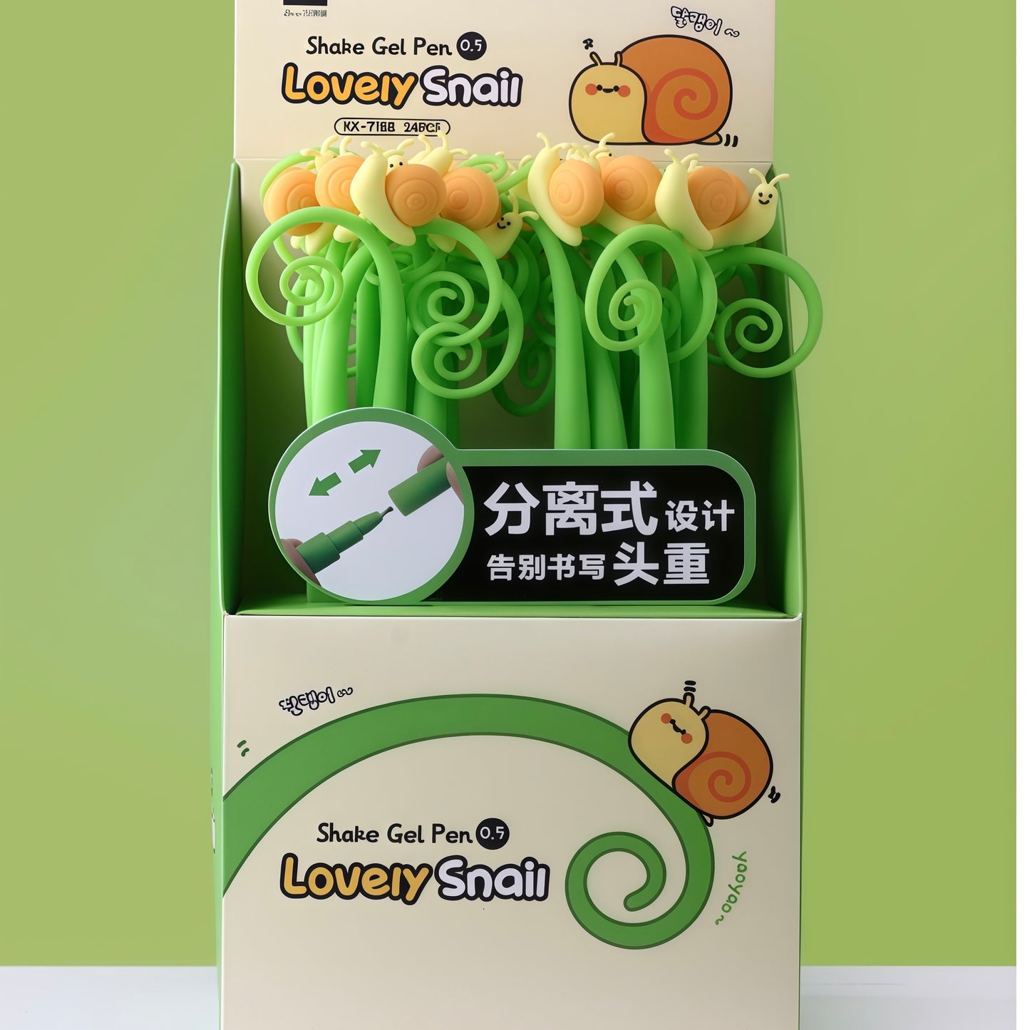 Lovely Snail Wiggle Pen, 24-pcs