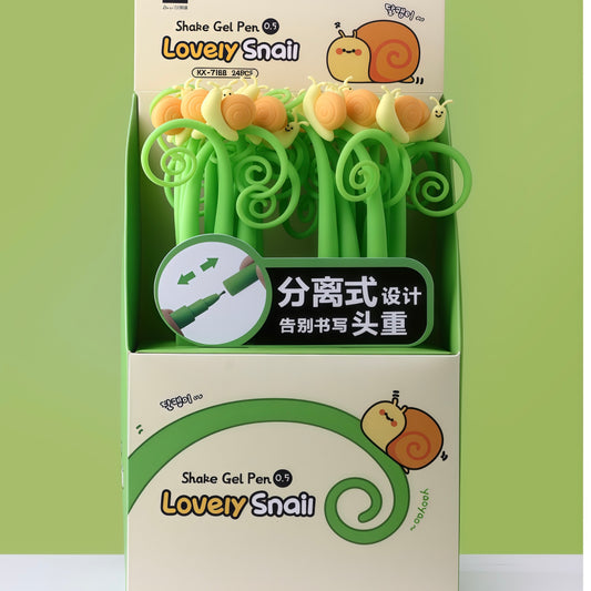 Lovely Snail Wiggle Pen, 24-pcs