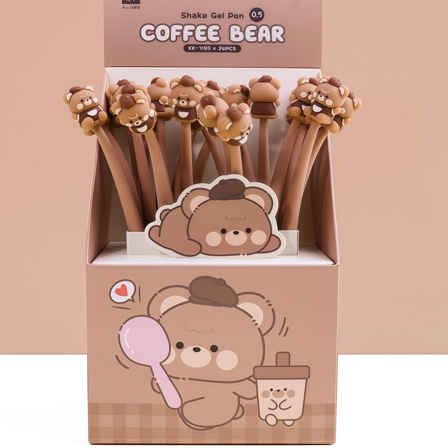 Coffee Bear Wiggle Pen, 24-pcs