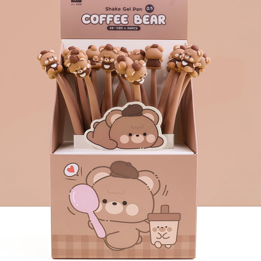 Coffee Bear Wiggle Pen, 24-pcs