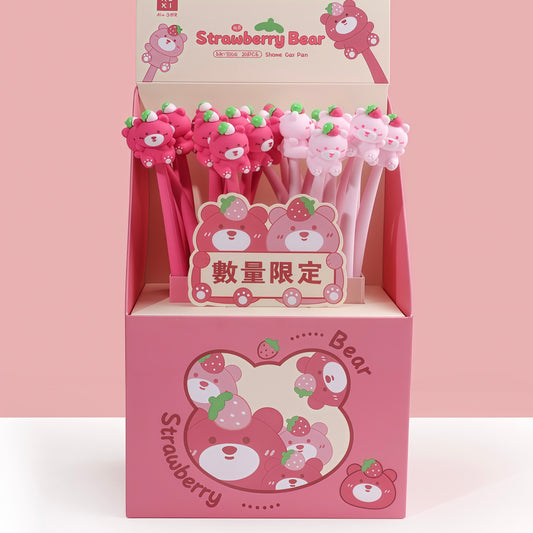Strawberry Bear Wiggle Pen, 24-pcs