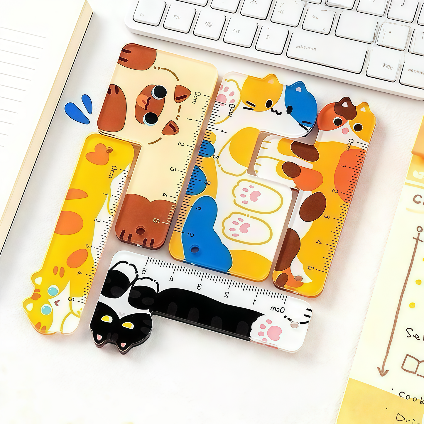 Cute Kitty Acrylic Mini Rulers, 20-packs