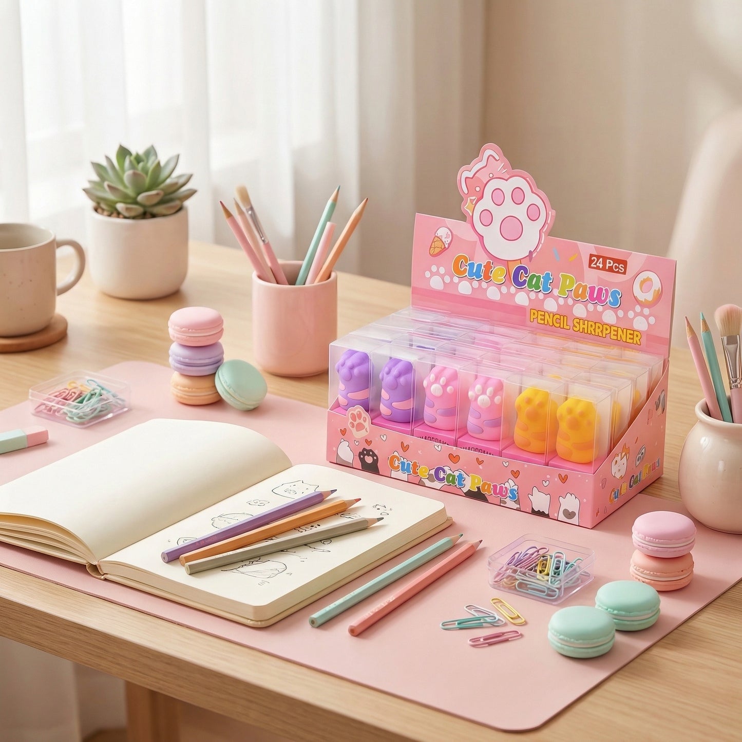 Cat Paws Mini Pencil Sharpener, 576-pcs/set