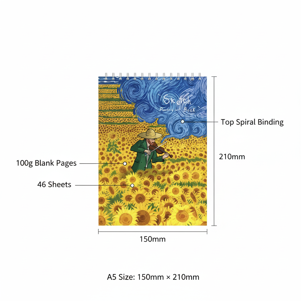 Van Gogh Sketch Notebook Spec Diagram